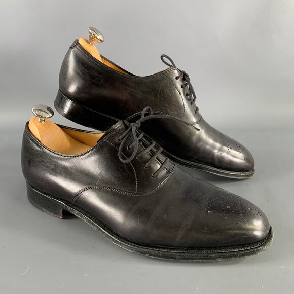 JOHN LOBB Size 9 Black Perforated Leather Pointed Toe Lace Up Shoes main image 5